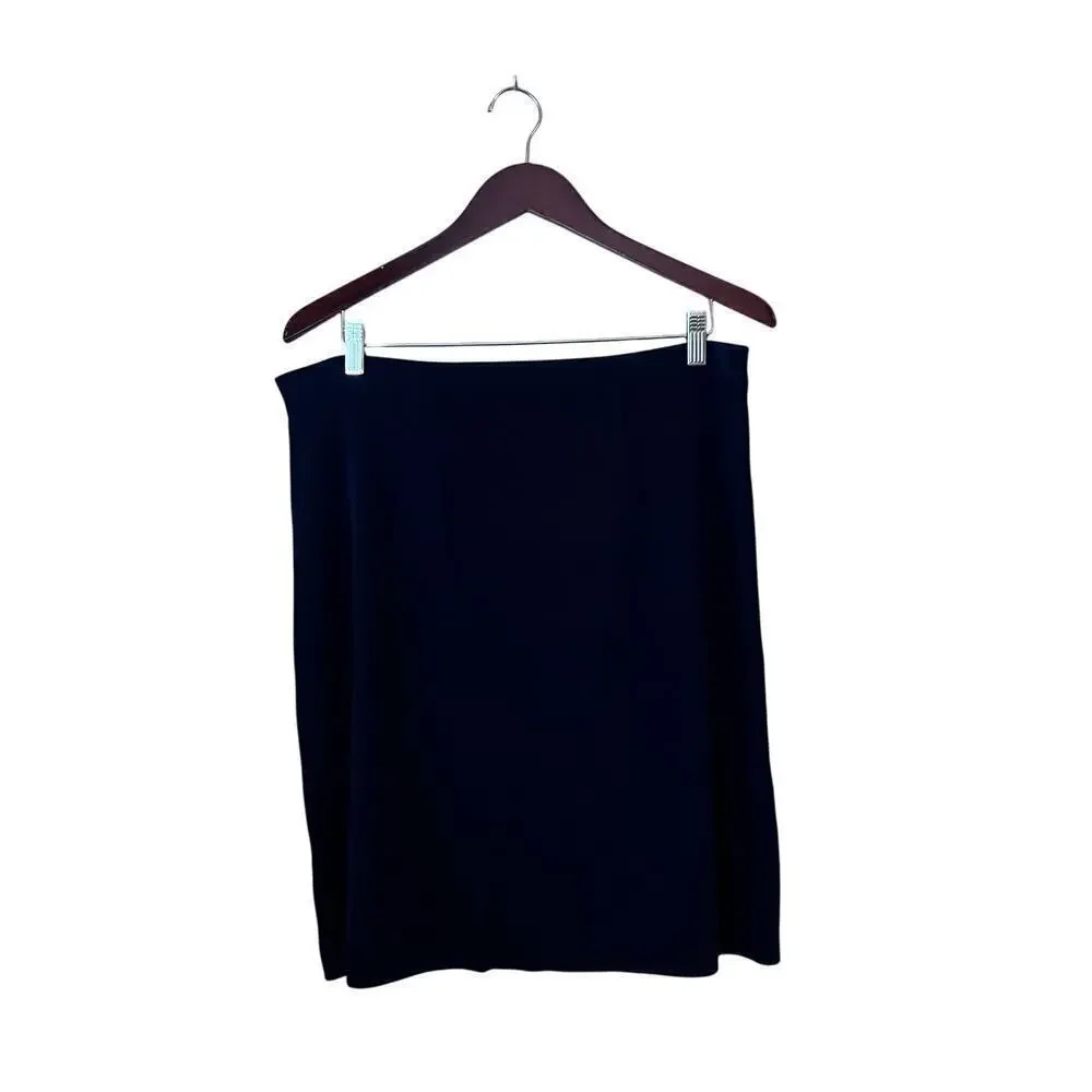 Exclusively Misook Women's Knee Length Skirt Petite X Large Navy Blue XL
